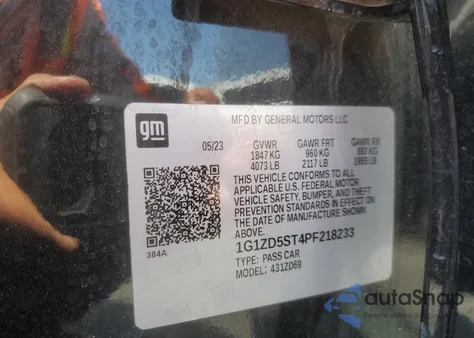 2023 Chevrolet Malibu Lt из США, поврежденный, VIN 1G1ZD5ST4PF218233